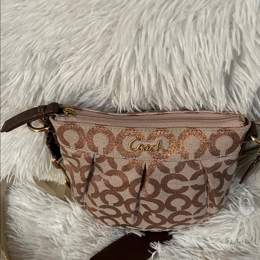 Coach OP Art Crossbody Jacquard metallic bronze and rose gold - Picture 5 of 10